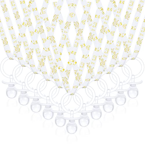Junkin 60 Piece Baby Shower Pacifiers Necklace Charm,White, Gold