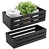 LotFancy Bathroom Decor Box 2 Pack Wooden Toilet Paper Holder Black Toilet Tank Basket Back of Toilet Storage Basket Farmhouse Toilet Tank Topper