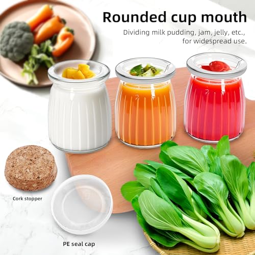 20Pcs 5oz Stripes Small Glass Jars with Cork Lids, Empty Candle Jars for Making Candles, Yogurt Container with PE Lids for Wedding Favors, Gift Jar, Baby Shower, Candy, Spices, with Twine, Labels (20)3