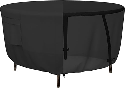 Miniatura 10 de Tuyeho Funda redonda para muebles de patio, tela Oxford duradera para exteriores, impermeable, resistente a los rayos UV y a los desgarros, juego de