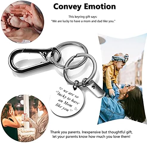 Arolan Keyring Gifts for Mum Dad from Daughter SonWe are So Lucky to Have a Dad Mom Like You,Father's Day Mother's Day Gifts Birthday Christmas Gifts Keychain