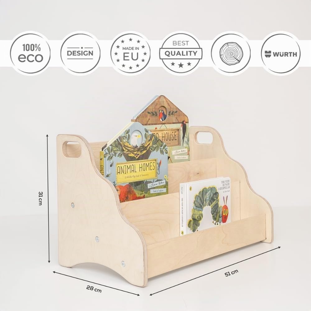 MAMOI® Bibliothèque Enfant – étagère Enfant, Organiseur de Livres pour Chambre d’Enfant, Porte-Livres, bibliothèque sur Pied, Rangement pour Livres, Caisse à Livres