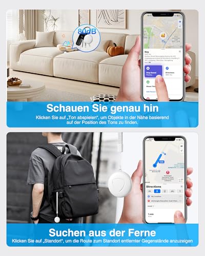 GPS Tracker 4-Pack - Smart Tag Kompatibel mit Apple Wo ist? (iOS NUR), Wasserdichter Gegenstandssucher,Bluetooth-Schlüsselfinder für Geldbörse,Gepäck,Austauschbare Batterie
