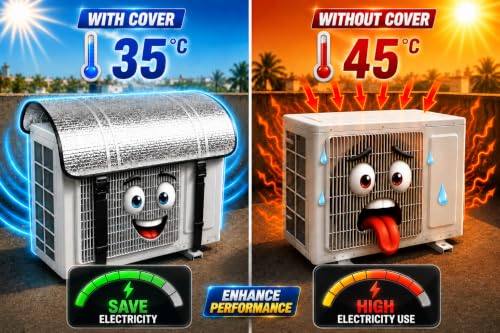 Image of AC Outdoor Unit Protector Cover | HEAVY DUTY | Waterproof Sun & Heat Protection Heat Insulated | AC Outdoor Unit Cover | Air Conditioner Outer Compressor Shade for Split 1.5 & 2 Ton (Universal Size)
