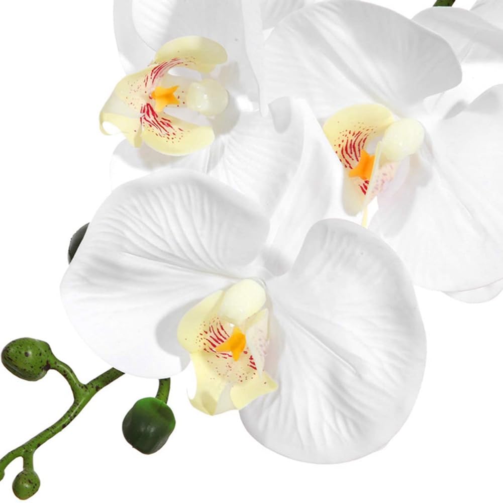 8 Pièces 38 Pouces Artificiel Contact Réel Orchidées Fleurs 9 Têtes Latex Phalaenopsis Tiges pour Bricolage Centres de Table de Mariage, Cuisine