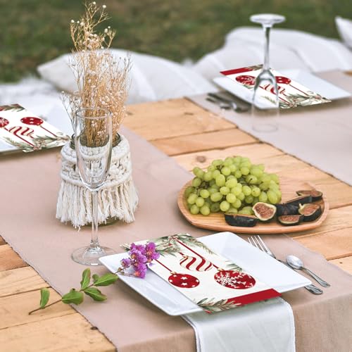TAJWE 100 Count Christmas Disposable Napkins Ornament Xmas Paper Cocktail Napkins Winter Holiday Decorative Lunch Dinner Guest Hand Towels for Kitchen Bathroom Party Supplies 4.3x7.8 – Image 5