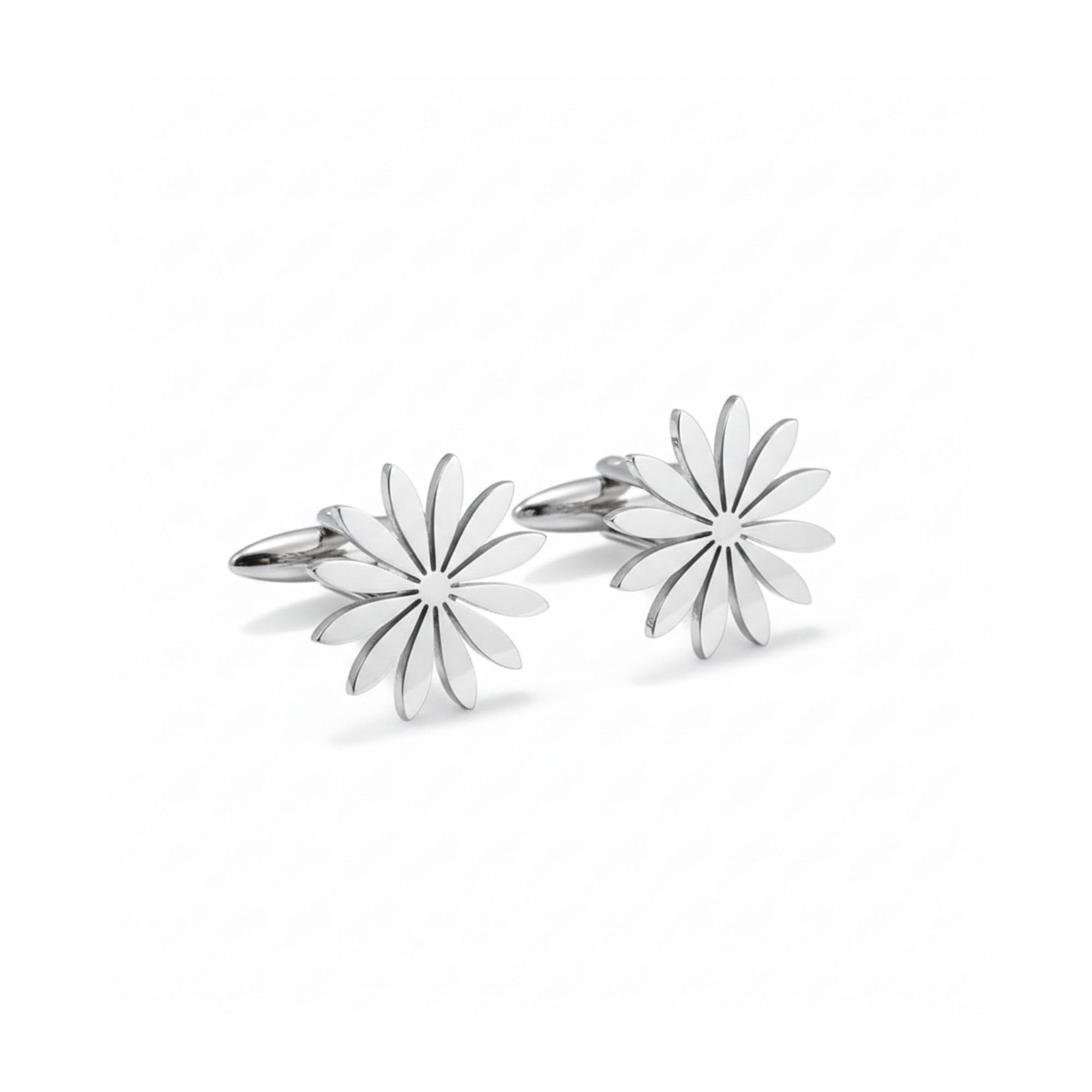 Elegant Daisy Design Cufflinks for Men | Brass Flower Cuff Links | Premium Shirt Cufflinks for Formal Wear | Wedding Party Office Gift for Men Husband-image-20