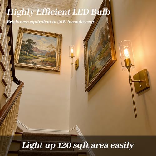 Image of Battery Operated Wall Sconce with Remote Control, Dimmable Wall Mounted Light Set of Two Rechargeable, Gold Cordless Wall Lamp for Bedroom Bathroom Kitchen Vanity Mirror, Bulb Included