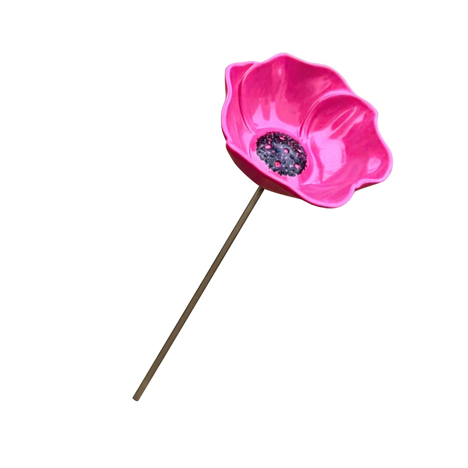 Unique Metal Flower Garden Accent That Serves As Safe Water Source for Backyard Wildlife Metal Flower Elegant Enhancement Garden Unique Attraction Decor Iron Basin Welcome Floral Stake Beneficial