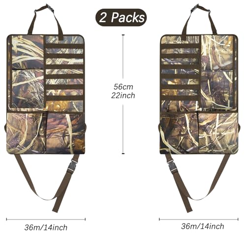 HXXF Car Seat Back Gun Rack, 2 Pack Automotive Truck Racks for Hunting Gear, Backseat Organizer With Molle Panel, Storage Pockets, Universal Bag for Truck SUV