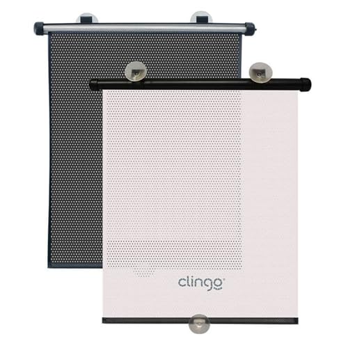 Cortina Retrátil Luxo Para Carro, Clingo, Preto/Branco, Tamanho Único