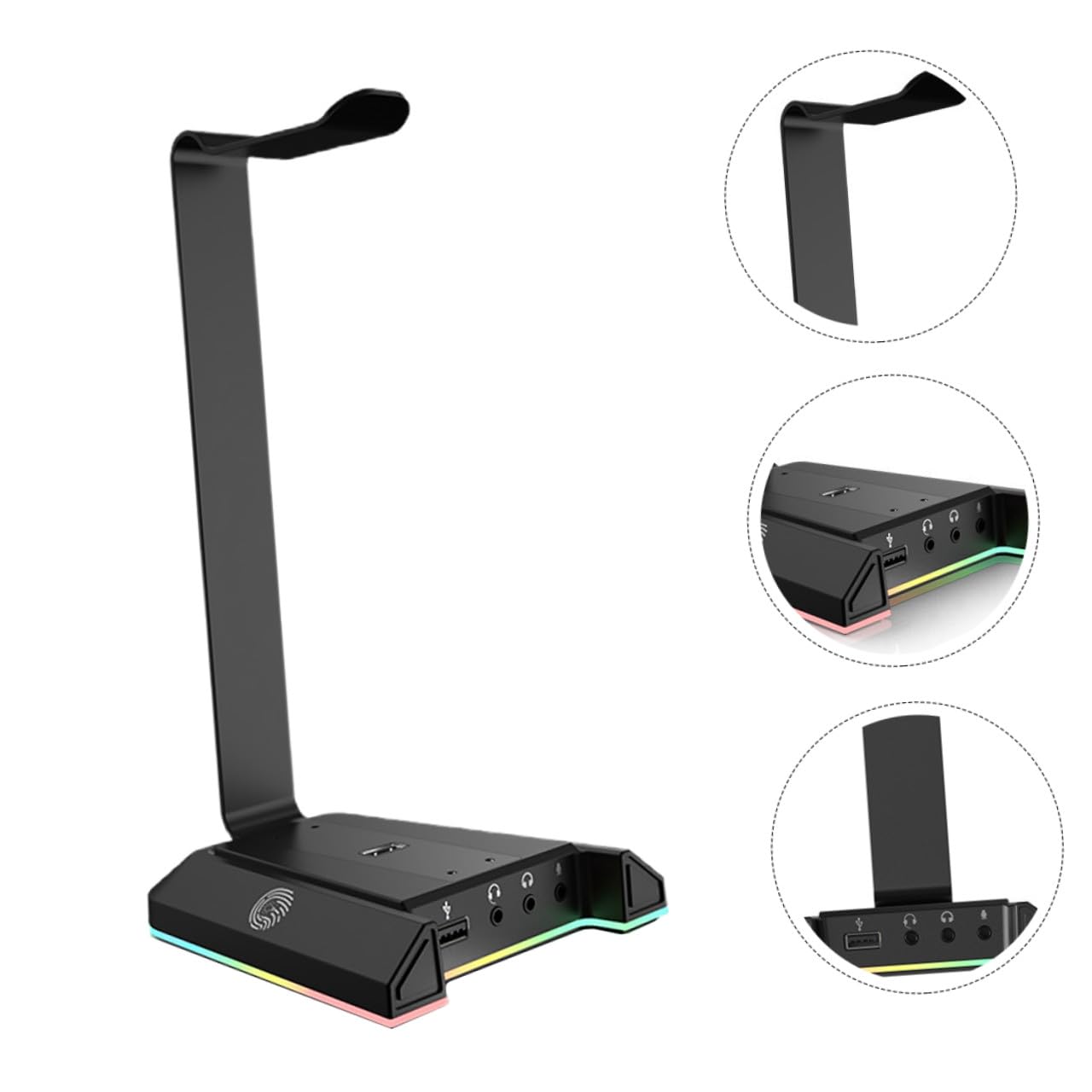 Alipis Soporte para Auriculares Gaming Puerto de Carga USB y Transmisión Inteligente, Material Abs Negro, Diseño Estable para Escritorio y Accesorios Ordenador Sobremesa