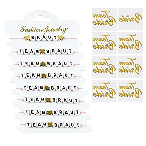 16 Stück Jga Armbänder Set, Team Braut Armbänder Jga Armbänder Frauen Bride Armbänder Rose Mit Team Bride Tattoos Gold Brautjungfer Armband Für Frauen Junggesellinnenabschied Braut Hochzeit