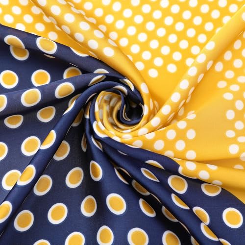 Women Contrast Color Polka Dots Printed Scarf, 27.6x27.6 Square Satin Symmetrical Neck Scarves Neckerchief4