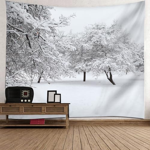 Tenture murale paysage neige pour rechauffer l'ambiance d'un grand mur blanc vide et impersonnel