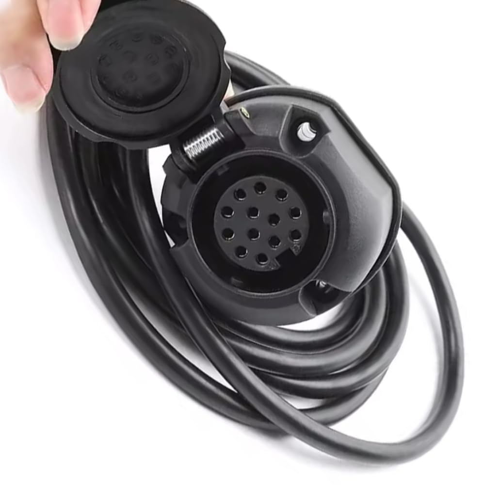 13-pinowy kabel z gniazdem do przyczepy z przewodem 1,5 m, 2 m, kompatybilny z przyczepami samochodowymi za pomocą europejskich 13-pinowych połączeń wtykowych