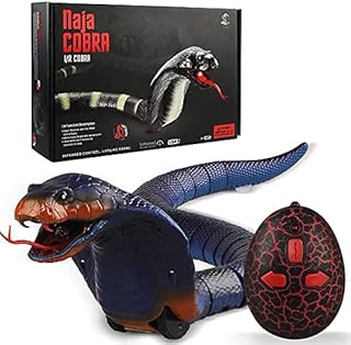 TUKIIE Remote Control Snake for Children, Realistic Snake Toy Fake Snake Toy Infrared RC Fake Naja Cobra Realistic Animal Halloween Tricky Creepy Prank (Blue)