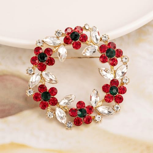 Image of Womens Wreath Flower Brooch Pin Crystal Brooch for Women
