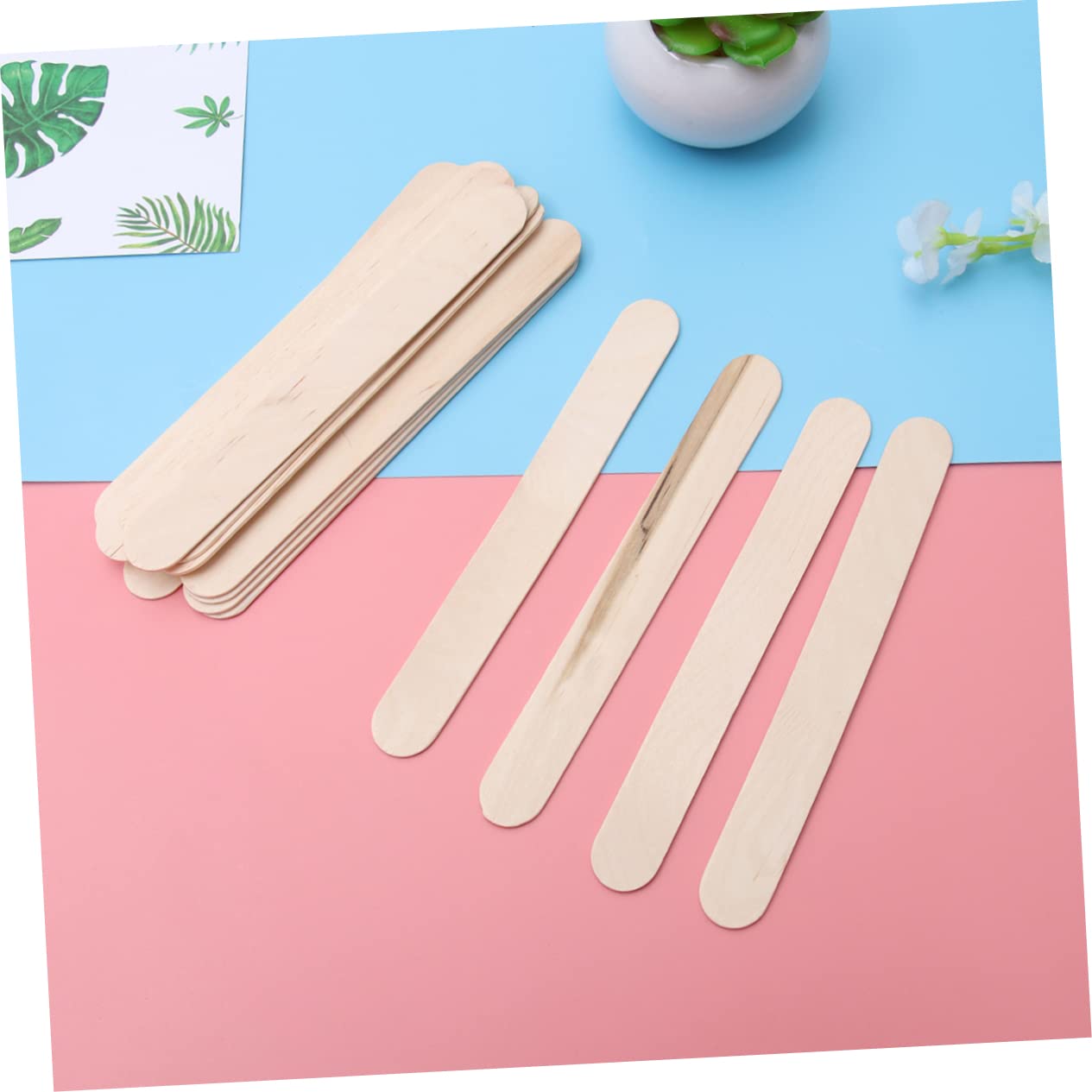 VALICLUD 50Pcs Wax Spatula Applicator Sticks for Hair Removal Wooden Waxing Sticks for Salon Home Use for Smooth Wax Application and Bikini Line Care