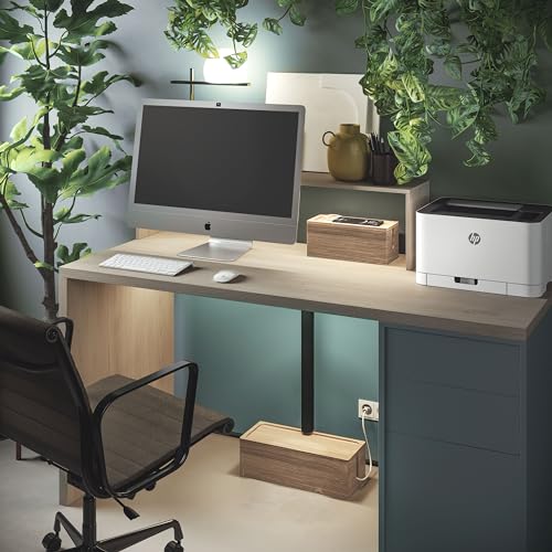 Miniatura 7 de Nature Supplies 2 Cajas Para Organizar Cables Hecha En Madera De Pino - 1 Caja Organizadora Mediana Para Escritorio, 1 Organizador Grande Para Piso Marron Oscuro