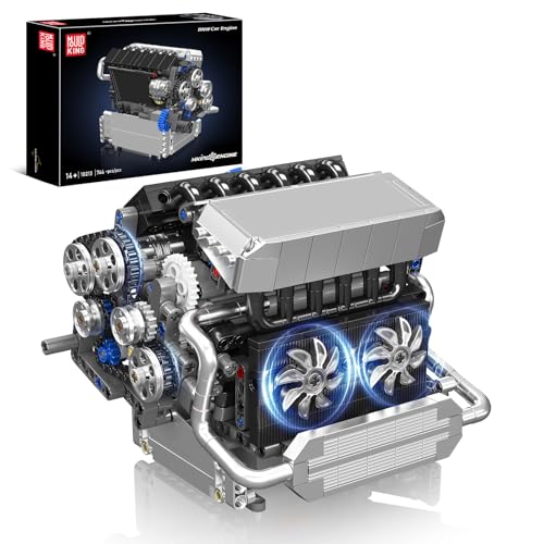 Mould King 10213 Car Engine Building Sets, Intelligent Chip Drive Engine Model Kit that Runs, Build Your Own STEM V8 Engine Model Toys for Adults Collections Home or Office Décor (744+ PCS)