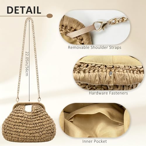 Image of Beurlike Straw Clutch Purses for Women Crossbody Vacation handbags Woven Boho Pouch bags summer Beach Evening Bags