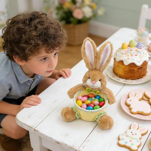 Cesta de Pascua y organizador de huevos de conejo para evitar desorden de dulces en fiestas 4