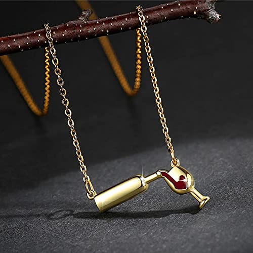 Colar Vinho - Garrafa Vinho Colar Pingente para Meninas | Colar pingente vinho e taça para mulheres,