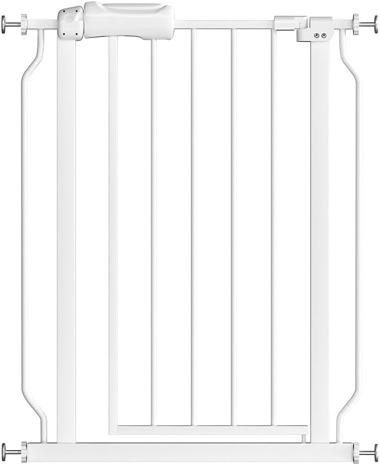 Fairy Baby Narrow Baby Gate 27 Inch to 29 Inch Wide, Small Auto Close Walk Through Safety Gates Pressure Mounted for Stairs Doorways Kids or Pets,White 27-29 Inch (Pack of 1)