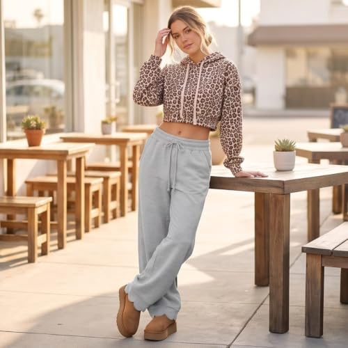Wide Leg Sweatpants Women Baggy Scalloped Hem Lounge Sweatpants Pants - image 5