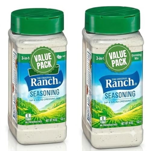 Ranch Dressing Mix 16 oz (2 Pack) – Dry Ranch Seasoning Powder for Salads Dips Chicken & Snacks | Buttermilk Ranch Salad Dressing & Dip Mix in Convenient Shaker Bottles