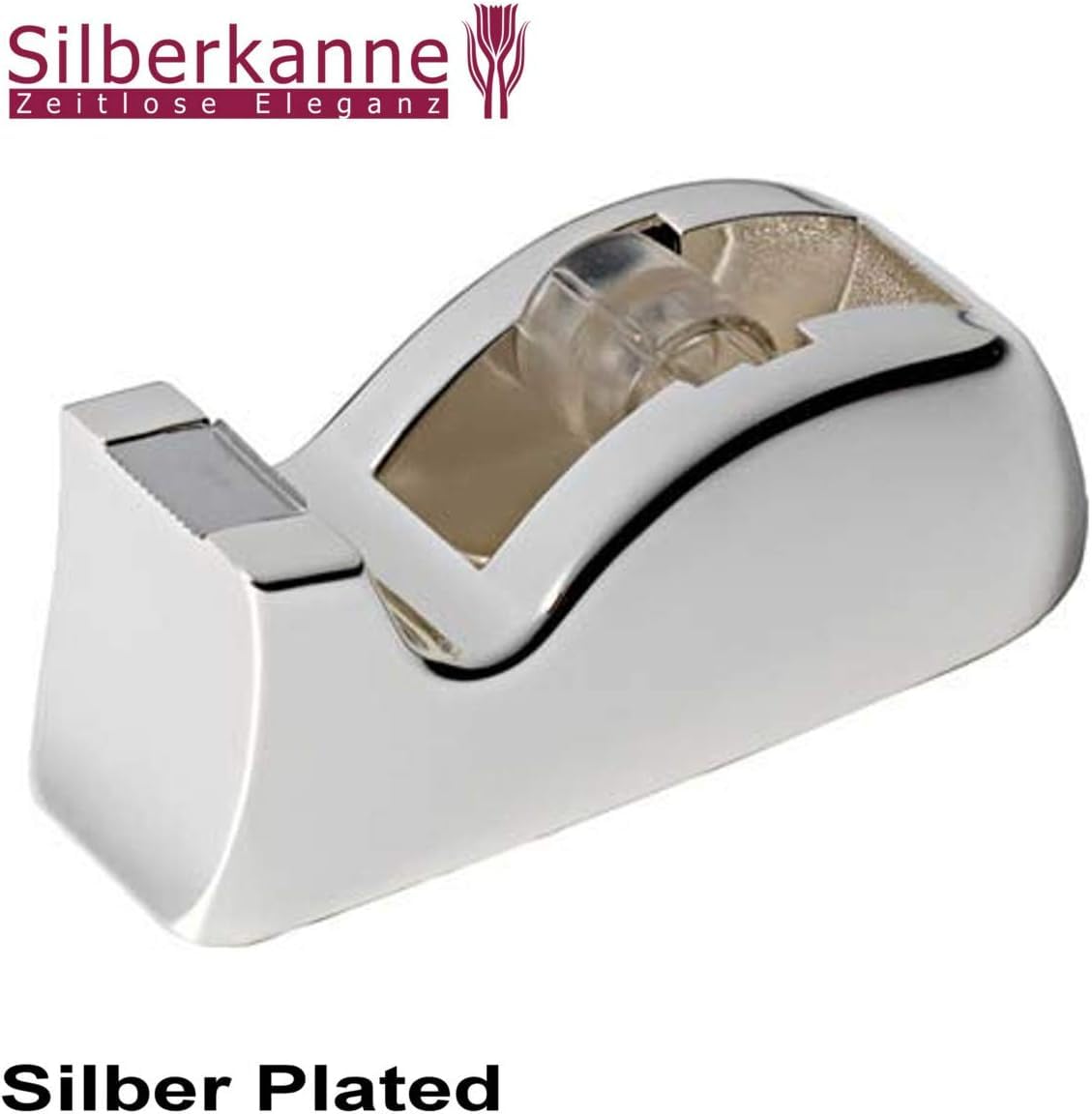 Dispenser di nastro adesivo da tavolo, 13 x 5,5 x 5 cm, argento placcato, accessorio da scrivania