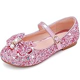 Furdeour Girls Flats Shoes Toddler Little Big Kid Pink Shoes Size 12 Wedding Princess Flower Girl(F2503Pink 12)