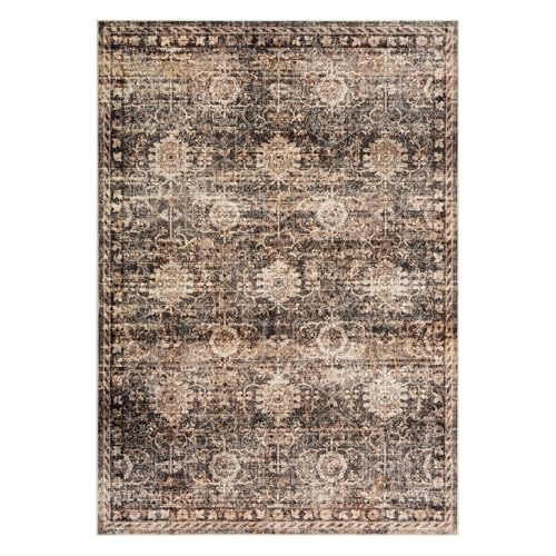 GarveeHome 10x13 Washable Area Rugs for Living Room, Soft Distressed Vintage Large Boho Area Rug for Bedroom, Non Slip Stain Resistant Dining Room Mat Accent Carpet for Farmhouse Nursery Brown&Coffee by GarveeHome - Image 6