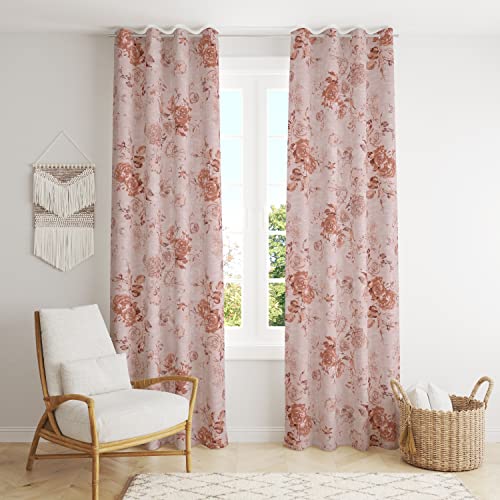 Image of LINENWALAS Cotton Curtains for Long Door Set of 2, Linen Textured Doors Curtains for Home Decor, Hangs Elegantly with Eyelet Rings (4.5ft x 6 ft,) Pink Rose