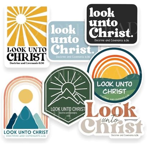 LDS Youth Theme Look Unto Christ Vinyl Sticker Set, 7 Designs, Waterproof Cover