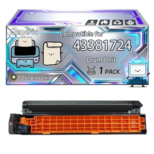 Image of 43381724 Drum Unit Compatible for Okidata OKI C5550 C5800 C5800DN C5900 Printers, With Chip, 20000 Pages, Vibrant Colours (1 Pack Black)