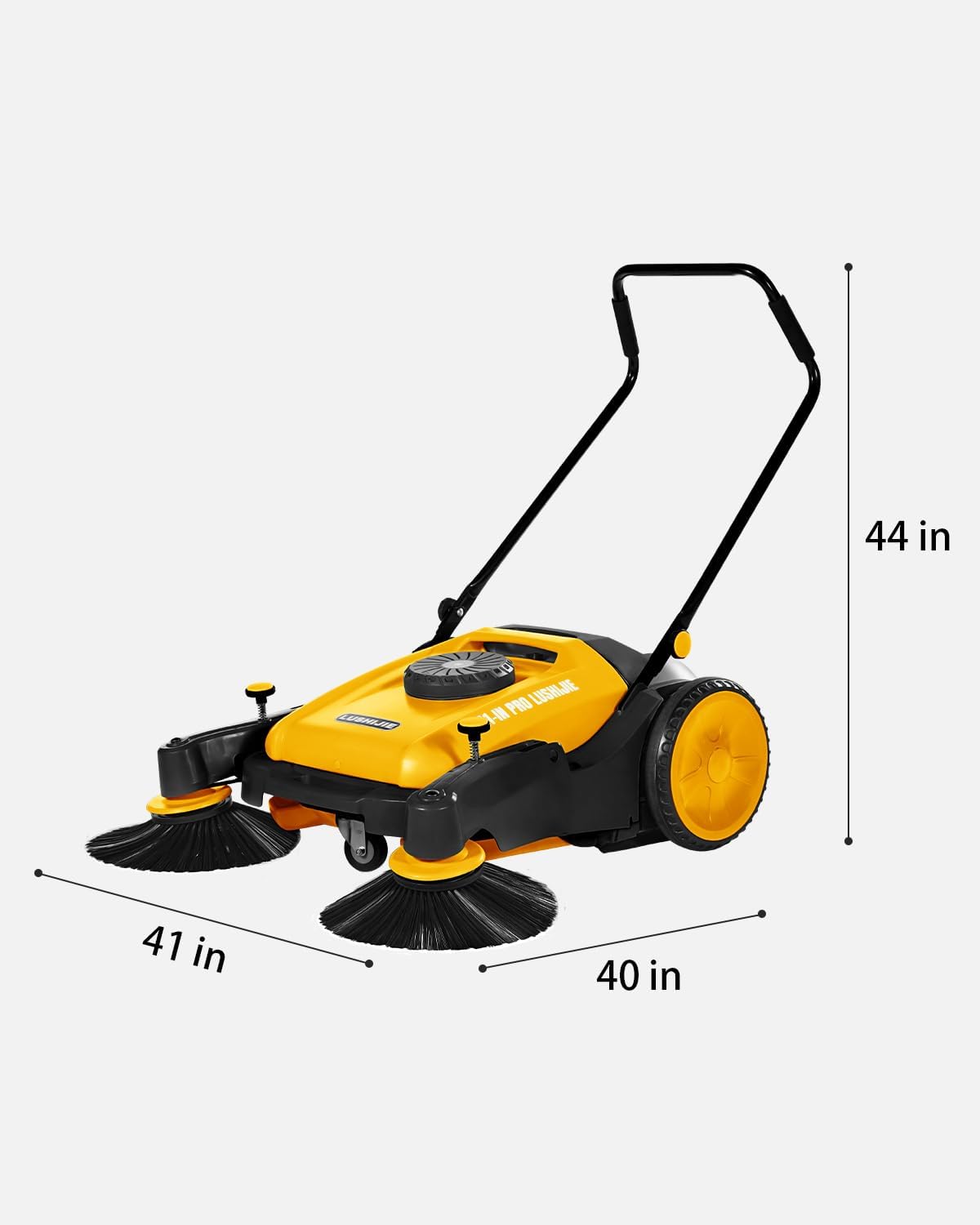 41" Industrial Walk-Behind Hand Push Floor Sweeper | Commercial 55L Large Capacity | 45000 SqFt/Hour | Indoor & Outdoor Use (Yellow)