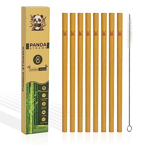 Reusable Bamboo Straws 8-Pack with Cleaning Brush