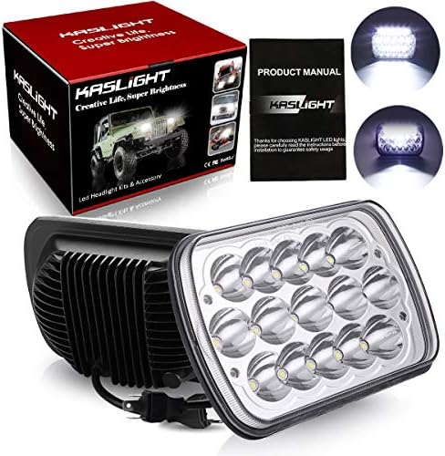 KASLIGHT H6054 Led Headlights, Pair 5x7 Led Headlights 7x6 Headlamp Hi/Low Sealed Beam H4 9003 Plug 6054 H5054 for Jeep Wrangler YJ XJ S10 Chevy Blazer Express Van/Cherokee Truck Ford E250 Van