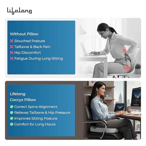 Image of Lifelong Coccyx Cushion | Donut Pillow for Tailbone Pain | Coccyx Cushion for Tailbone Pain | Multipurpose Tailbone Pain Relief Cushion for Sitting | Coccyx Pillow Seat Cushion (LLCC12)
