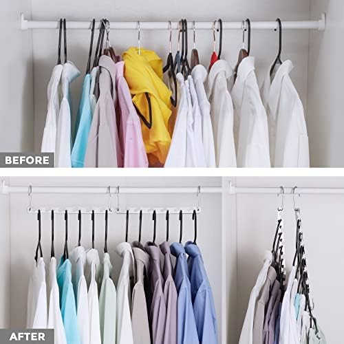 HOUSE DAY 4Pcs Magical Hangers Closet Space Saving Wardrobe Clothing Magic Hangers Oragnizer Heavy Chrome Hangers, Updated Hook Design 26cm Long
