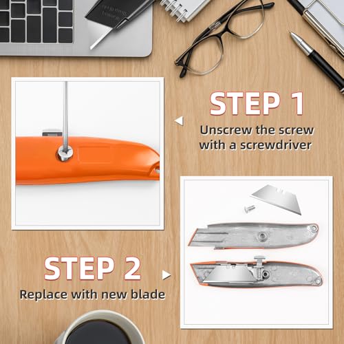 Image of DIYSELF 20 Pack Razor Utility Knives, Durable Retractable Box Cutters