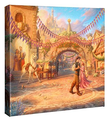 Thomas Kinkade Studios Disney's Rapunzel Dancing in the Sunlit Courtyard 14 x 14 Wrapped Canvas
