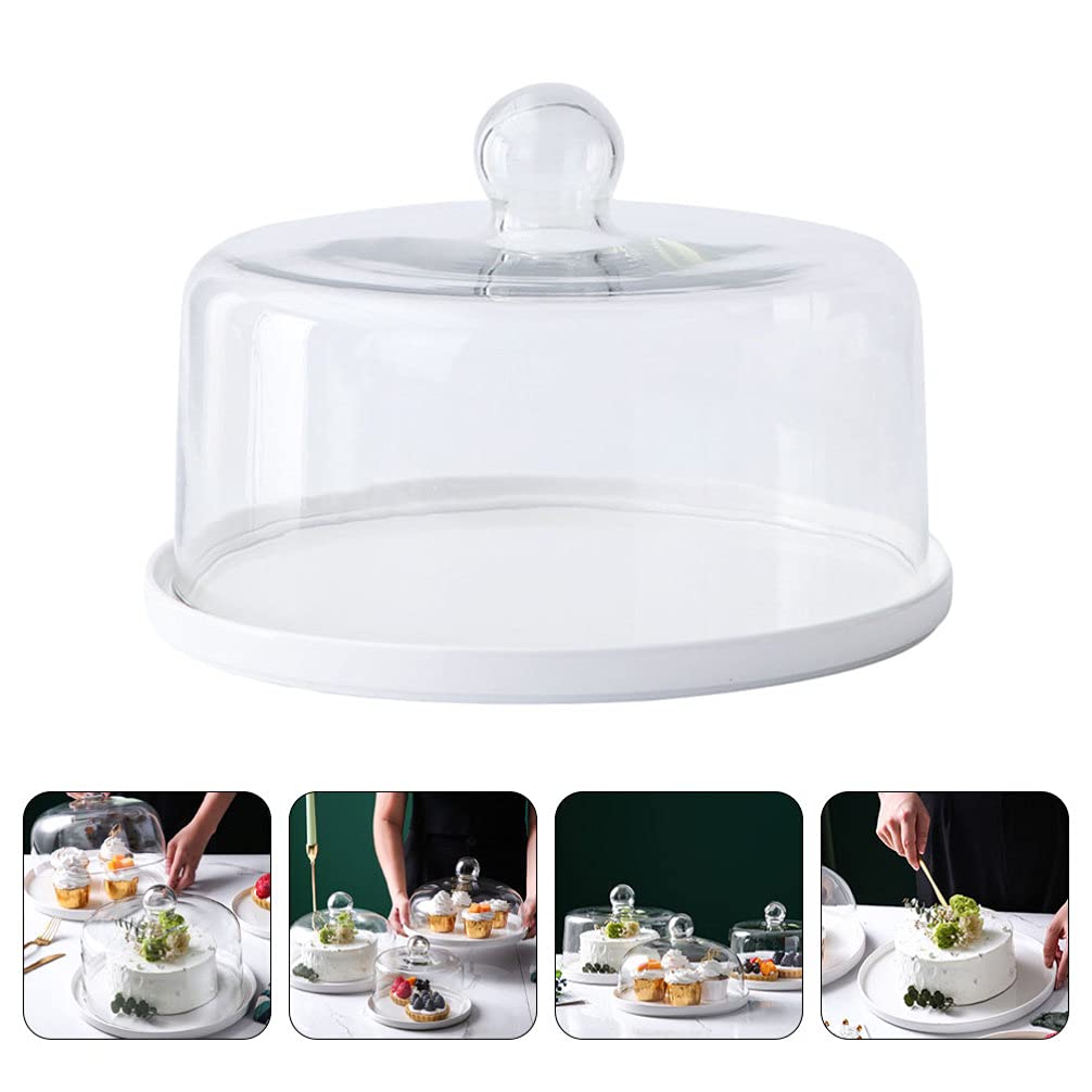 Élégant plateau à dessert en verre pour mariages, fêtes et événements - Cloche en verre pour gâteaux, pâtisseries et assiettes à dîner - Décoration parfaite pour réception de mariage