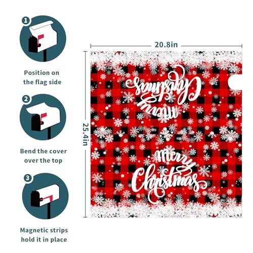 Image of Merry Christmas Mailbox Cover Standard Size 25.5 inch X 21 inch Winter Snowflake Xtmas Decor Oversized Mail Box Covers Mailbox Wraps Letter Post Box Cover for Home Garden Yard Outside