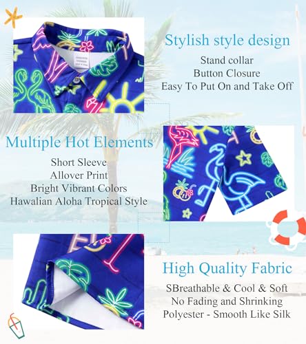 uideazone Boys Hawaiian Shirts Novelty Printed Funky Short Sleeve Button Down Shirt Kids Aloha Luau Shirt 7-14T 6