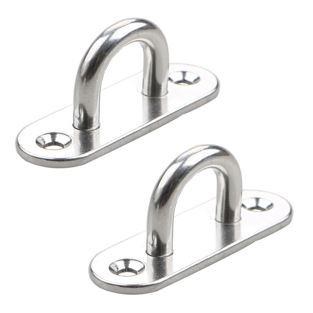 FENGLINGCHENGA 2 Pcs Eye Plate Hammock Hooks Metal Hook for Hanging Wall Ceiling Marine Hardware Accessories Stainless Steel Eye Pad Plate Staple Ring Hook Loop Hammock Hooks Hanger