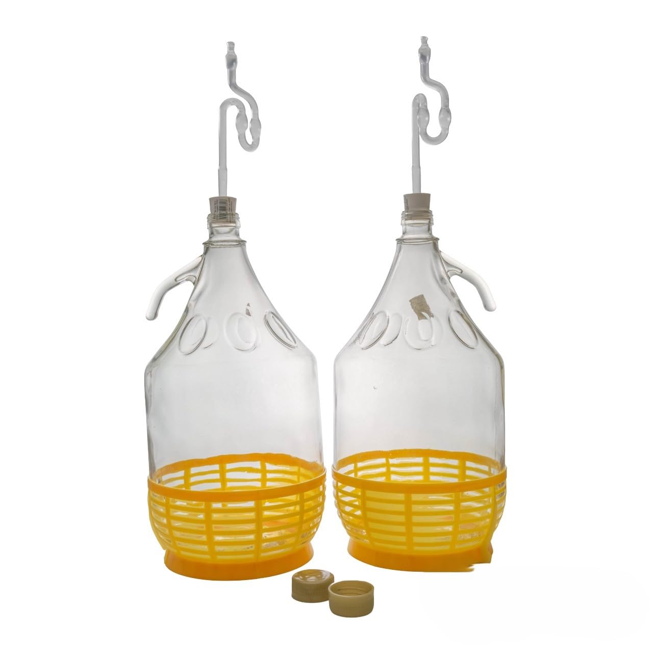 5l Glass Demijohn for Wine Making/Home Brewing and Storage,Screw top caps + Protective Base,airlocks+bungs Included (Pack of 2)