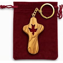 Zuluf 2.55" Handmade Bethlehem Olive Wood Comfort Cross Only - Authentic Holy Land Carved Pocket Cross - Religious Christian Gift, First Communion, Baptism, Catholic & Orthodox Prayer Keepsake